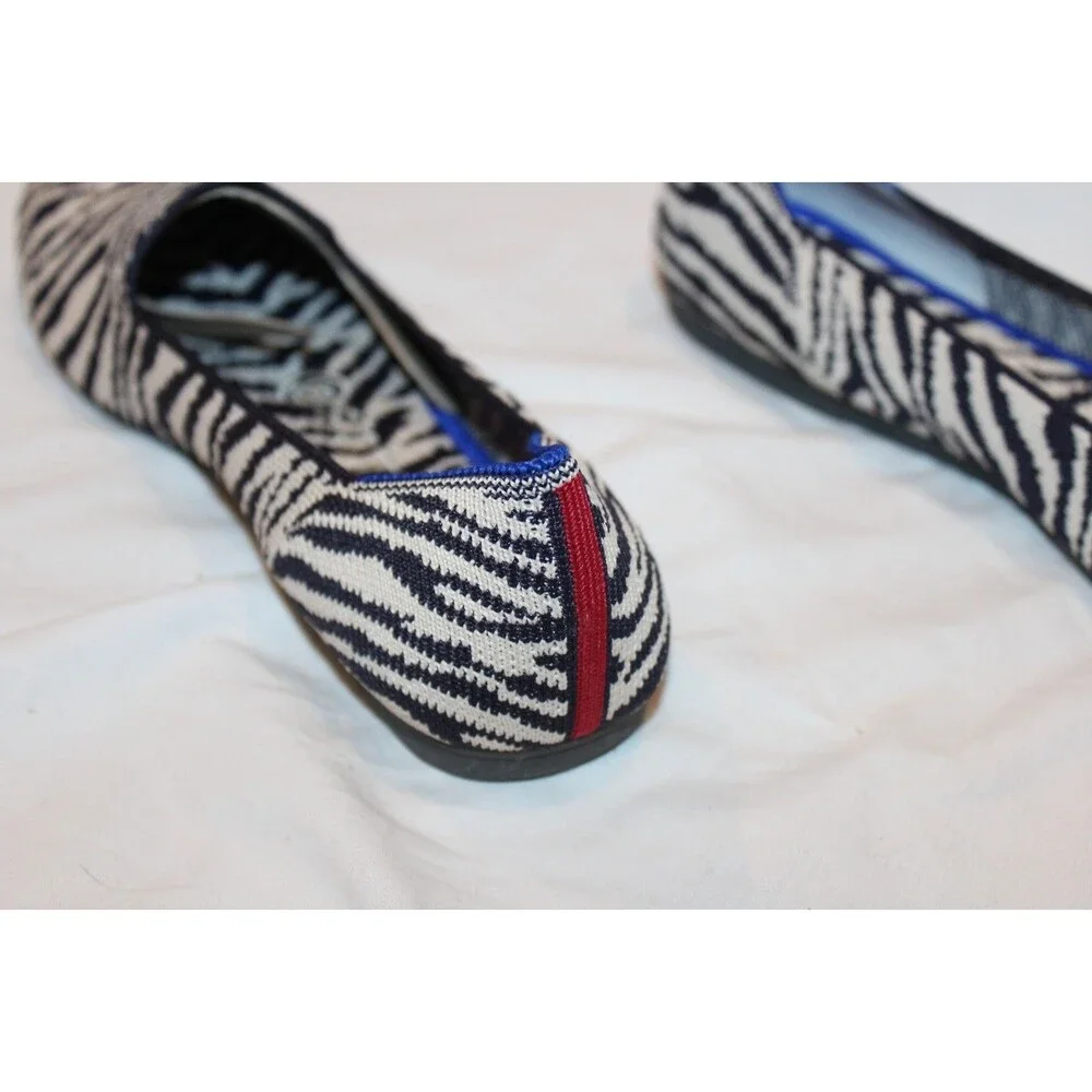 Rothy's Women's The Loafer Zebra Slip In Ballet Flats New SZ 6 Black White